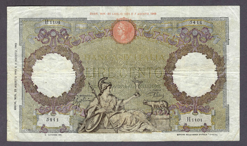 Regno italia 100 lire roma - d'italia,