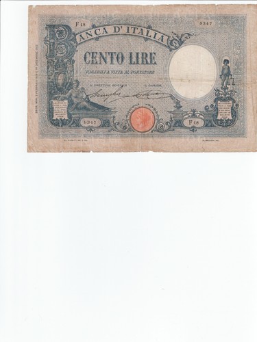 100 lire azzurrino - 100, (decreto)