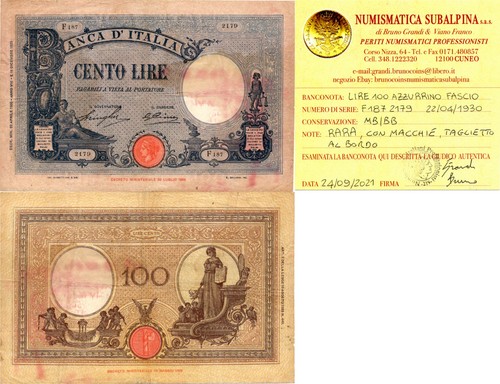 Italia regno 100 lire - lire, 1930