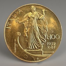 100 LIRE 1932 X RARA QFDC ORO