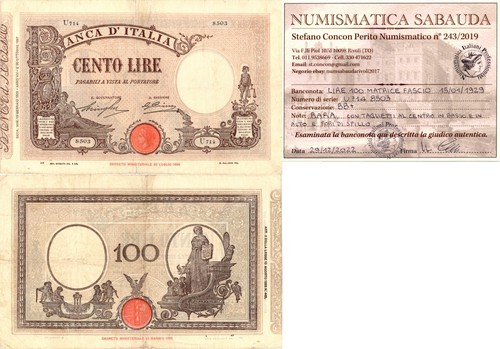 Italia regno 100 lire - lire, 1929