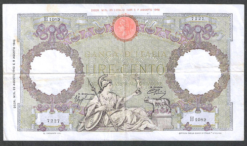 Italia 100 lire - italia, 1943