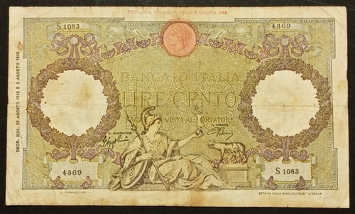 100 lire 1943 bb - lire, 23/08/1943