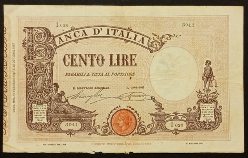 100 lire 1927 bb - 12/02/1927,