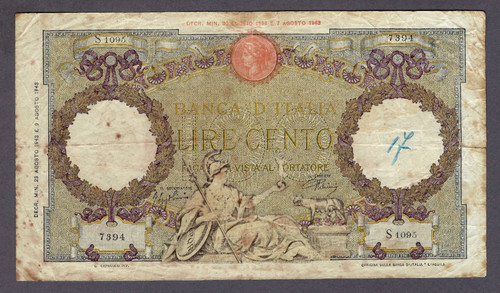 Regno italia 100 lire roma - d'italia,