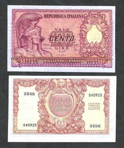 Italia banca 100 - 100, lire
